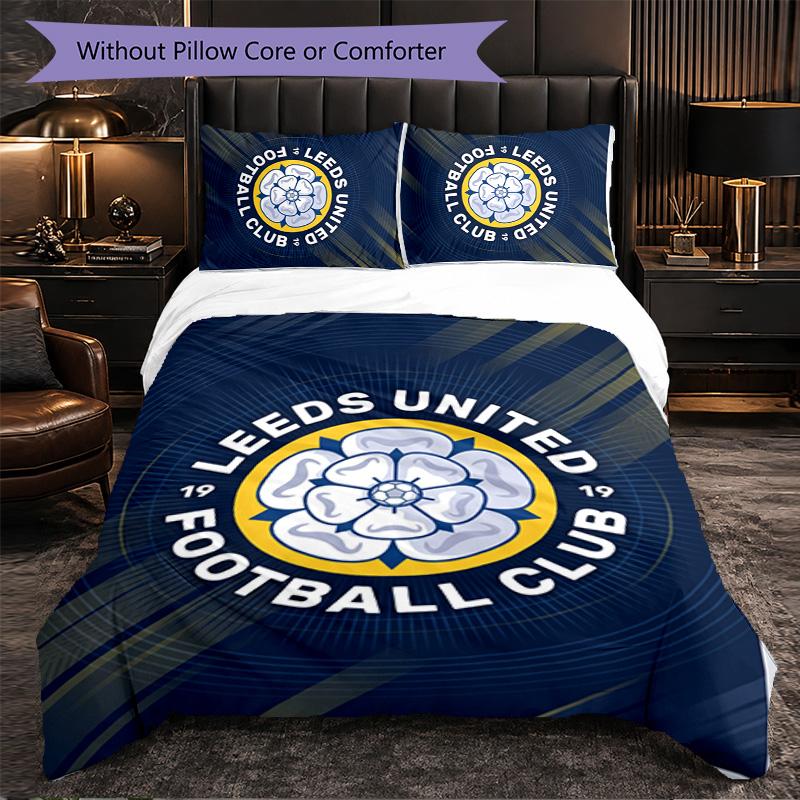 Biancheria da letto a tema Leeds United Set 3 Pezzi Copripiumino Biancheria da letto Decorativa Per Camera Adolescenti Decorazione Casa