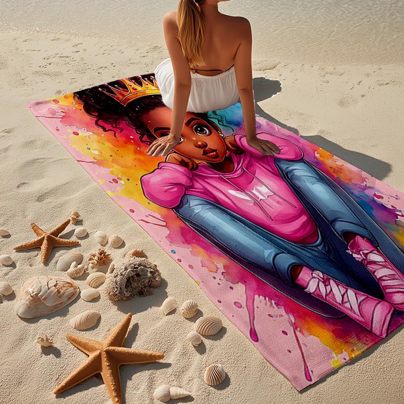 Zwarte Prinses Magische Feest Strandlaken, Super Zacht Microvezel, Cadeau voor Haar/Hem, Verjaardag, voor Zwembad, Strand, Reizen, Huisdecoratie Fan cadeaus