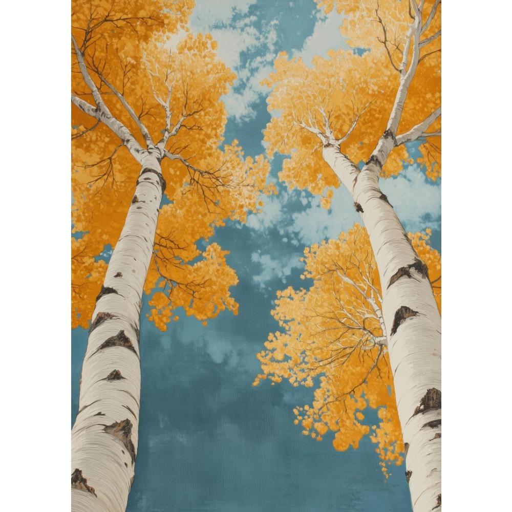 Minimalist Abstract Birch Tree Lush Wall Art Rustic Nature Canvas Printing Poster Living Room Bedroom Home Decor Gift