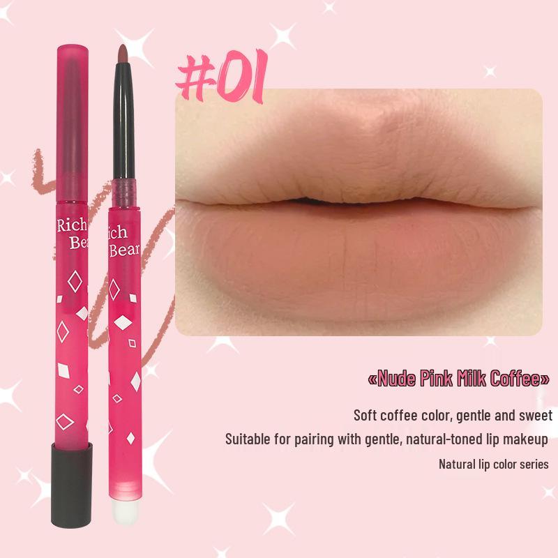 RichBear 2-in-1 Double-Ended Lip Brush & Liner: Achieve Three-Dimensional, Matte, and Dewy Comic Lips.