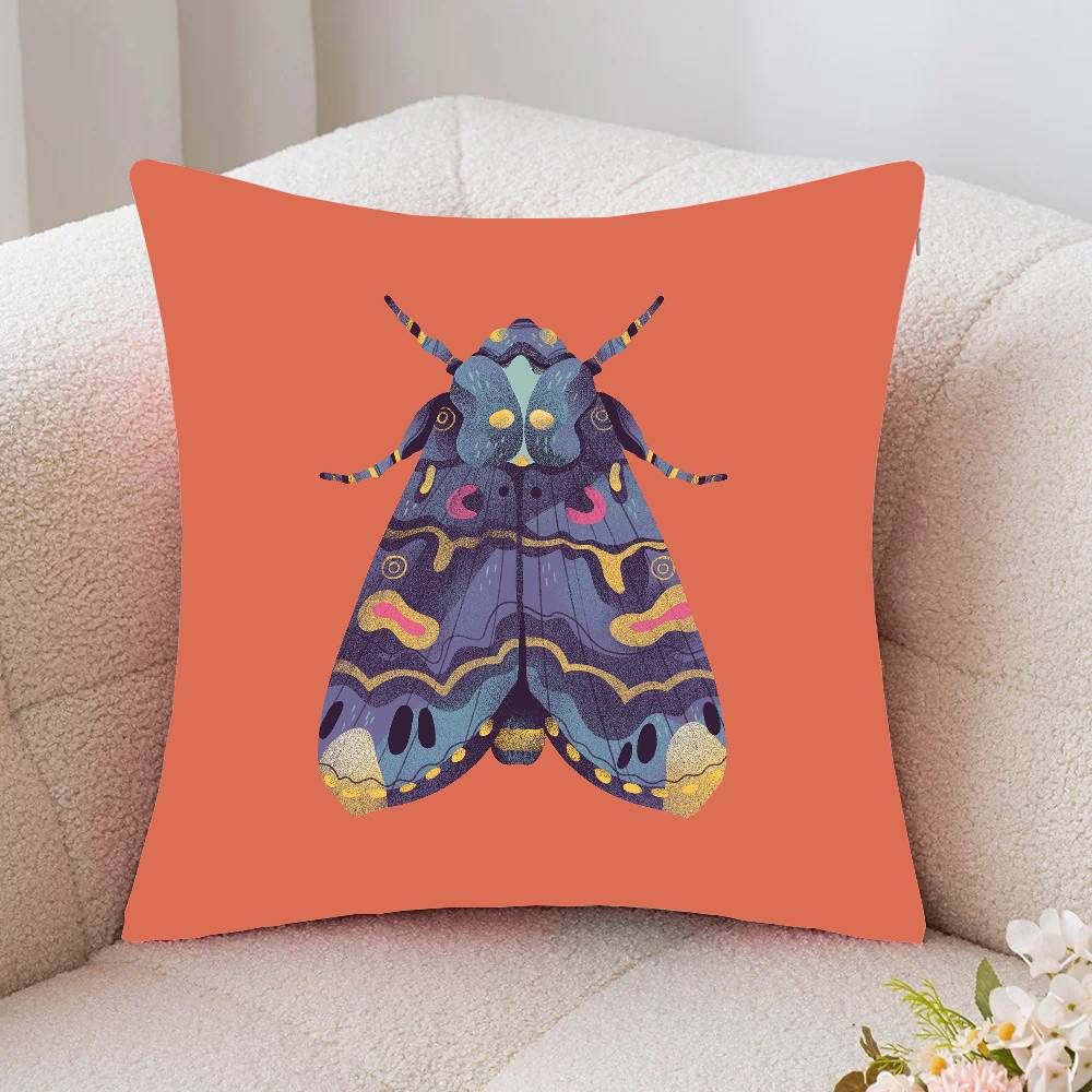 Butterfly Art Ladybug Tiger Moth Beetle Pillow Case Fashion Square Pillowcase Bedroom Sofa Room Ins Decoration Leisure
