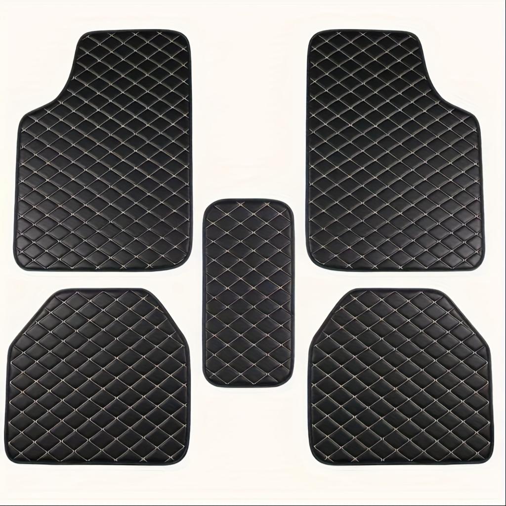 5pcs Car Floor Mats - Full Coverage Front/Reverse Mats, Easy-To-Clean PU Leather WaterproofLeather Auto Floor Liners For Cars
