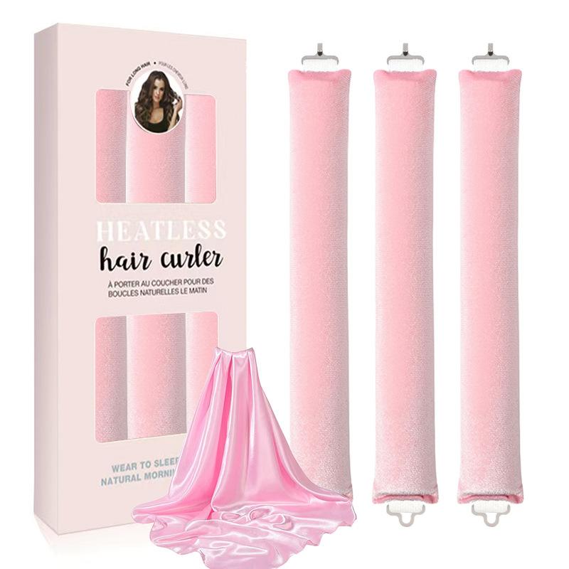 No-heat curling iron lazy sleep big wave belt 70cm silk scarf double hook type 3cm