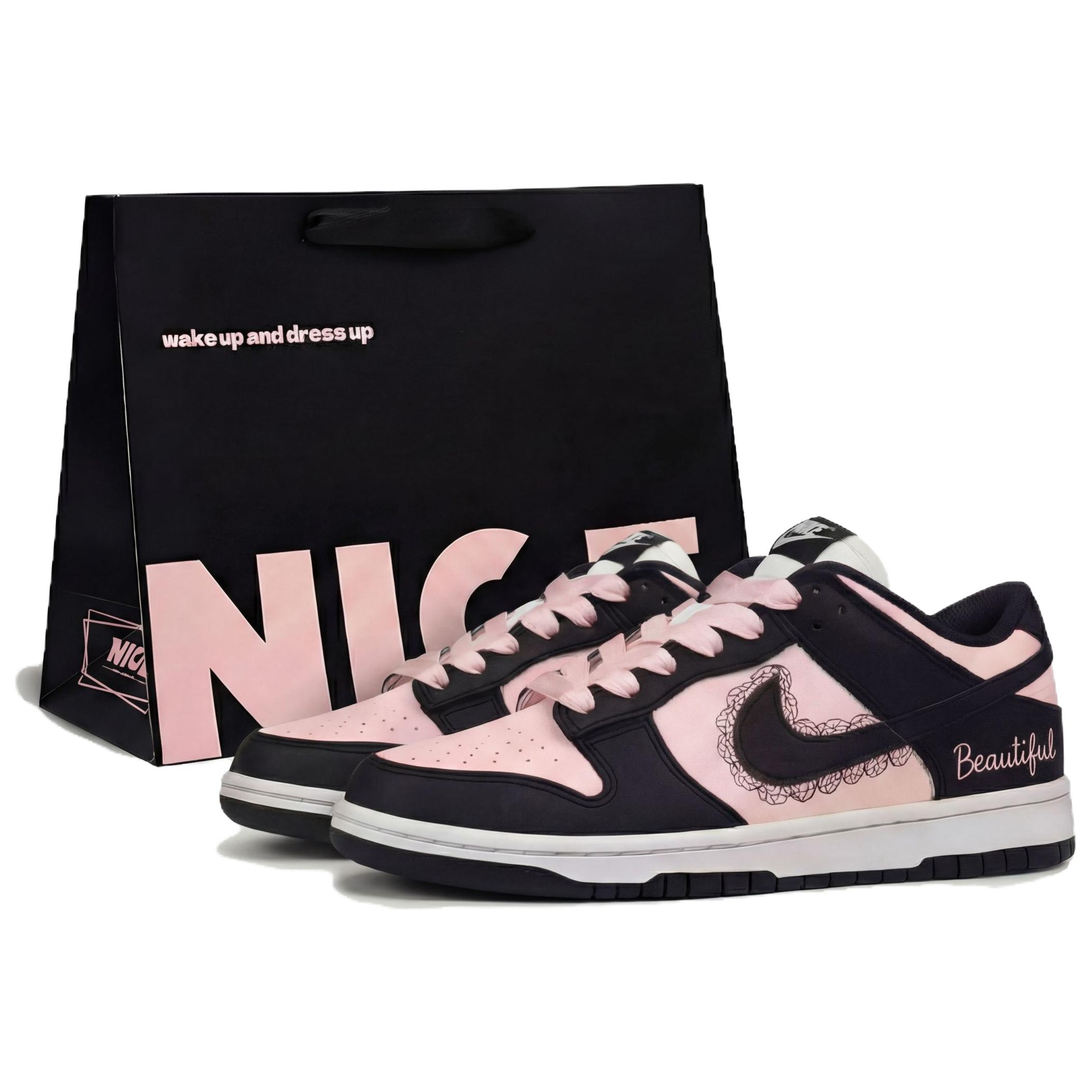

Nike Dunk Romantic Compact, Shopping Bag Slip Resistant Low top Classic Skateboard Shoes Unisex Black Pink DD1391-100(Team1093-BOX) 38.5