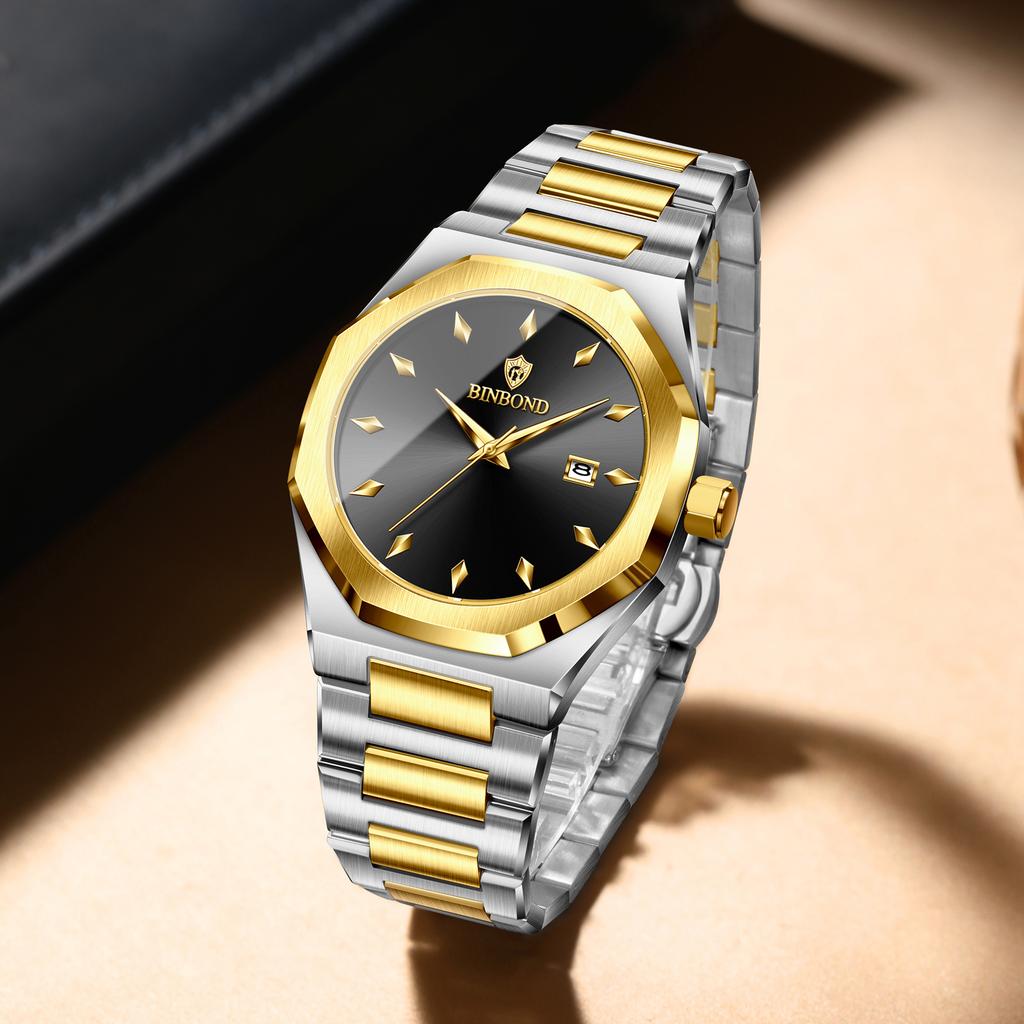 New Luxury Men's Quartz Watch Stainless Steel Strap Fashion Casual Waterproof Watch Top Business Calendar Men's Watch