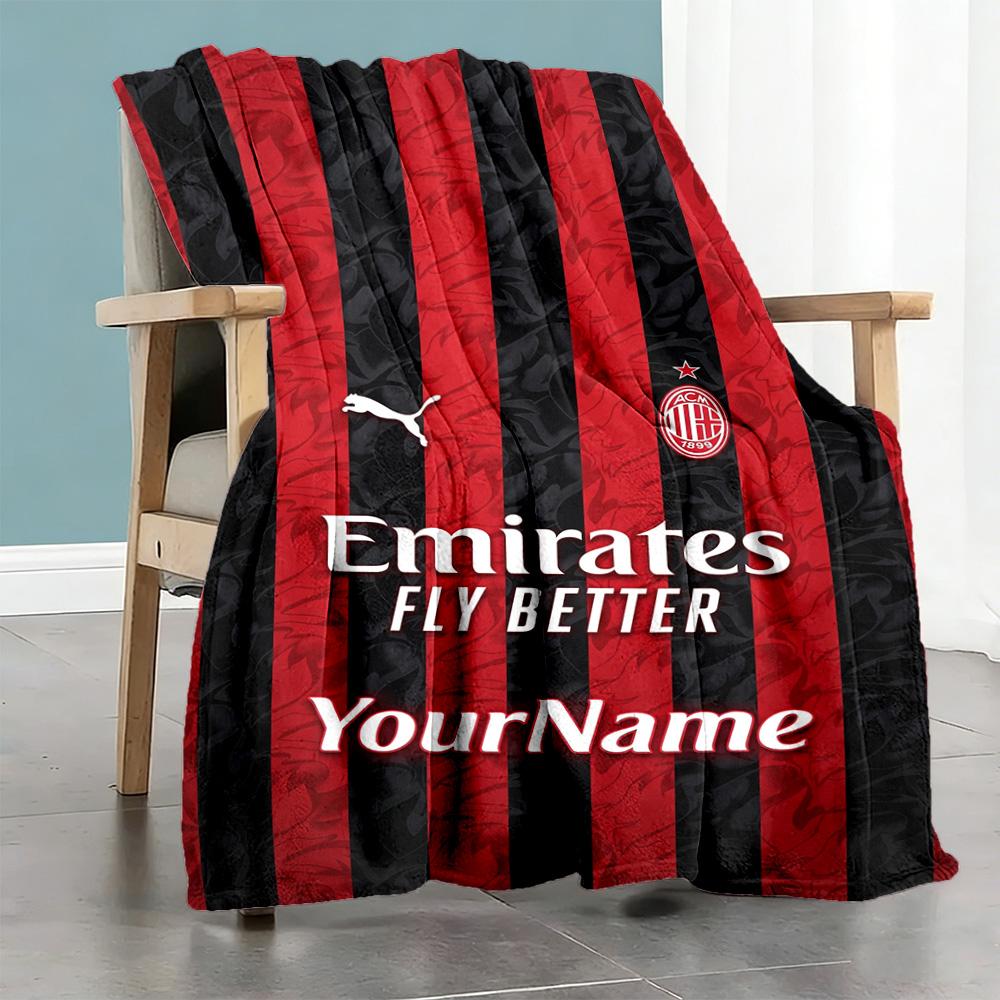 Ac Milan Customize Your Name Blanket Gift Customizable Blanket Warmthful Decor Throw For Picnics Bed Home Decor Office Chair for All Occasions