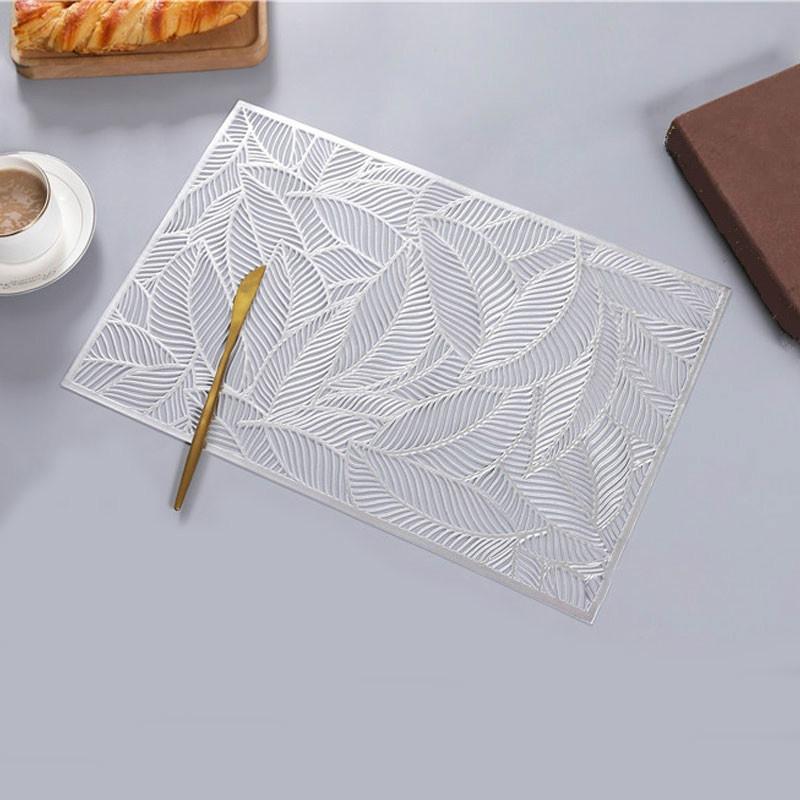 Leaf Hot Stamping Placemat PVC Cup Coffee Table Mats Kitchen Christmas Home Decor