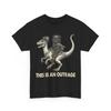 This Is an Outrage Cat Ridding Dinosaur Meme Funny Sarcastic T-Shirt