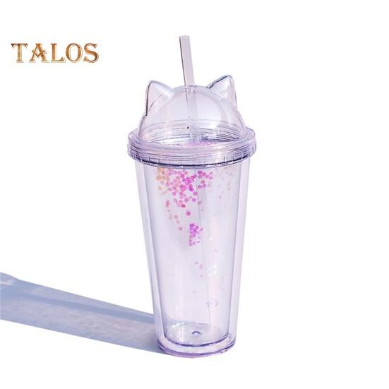 Straw Cup No Odor Large Capacity Lightweight Great Lovely Water Drinking Straw Cup with Sequins for Household