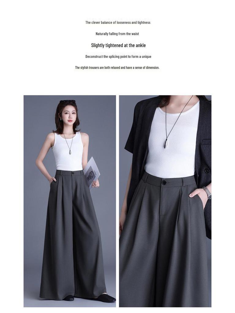 Spring Arrival High-Waisted Wide-Leg Bell Bottoms - Fashionable, Slimming, and Floor-Length