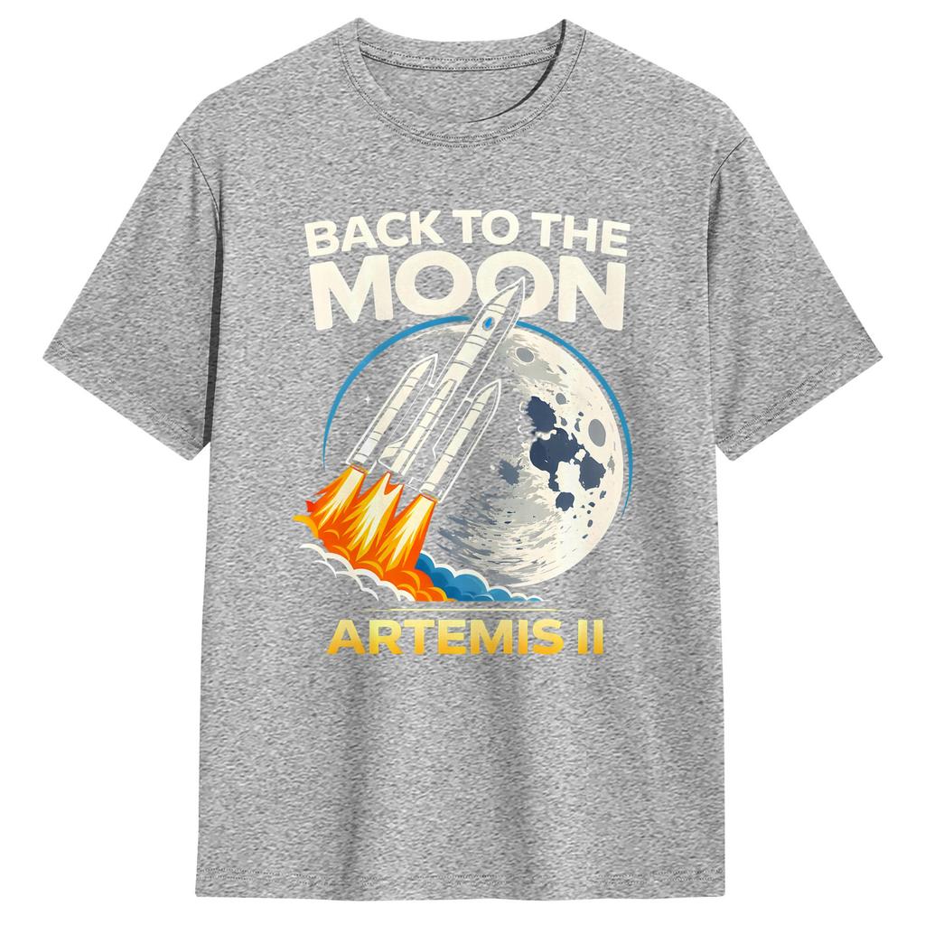 Back To The Moon Artemis II Rocket Space Mission T Shirt Unisexs Cotton Funny TShirts Crewneck  Tees Short Sleeve Tops Printing