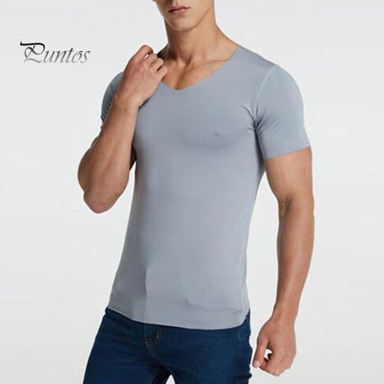 Tricouri Bărbătești Mătase de Gheață Casual Mânecă Scurtă Tricou Sport Vară Respirabil Umezeală Gât în V Maiou Top