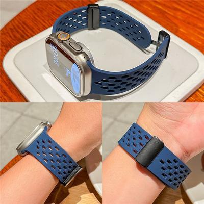 Bracelet Respirant pour Apple Watch Band 49mm 44mm 40mm 45/41mm 42mm 38mm 44 mm Bracelet Silicone iWatch Series Ultra Strap