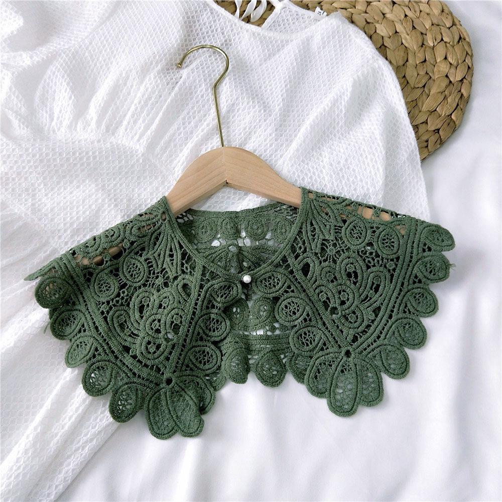 

Pearl Button Cotton Shawlette: Women s Korean Style Summer Snood Scarf with Decorative Knotted Collar and Hollowed-Out Design. 42cm