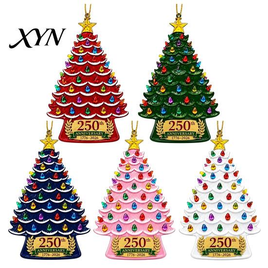 Christmas Tree Decorations 250 Anniversary USA Ornament, 1776-2026 2D Acrylic Commemorative Tag Years America Hanging Decoration for Patriotic