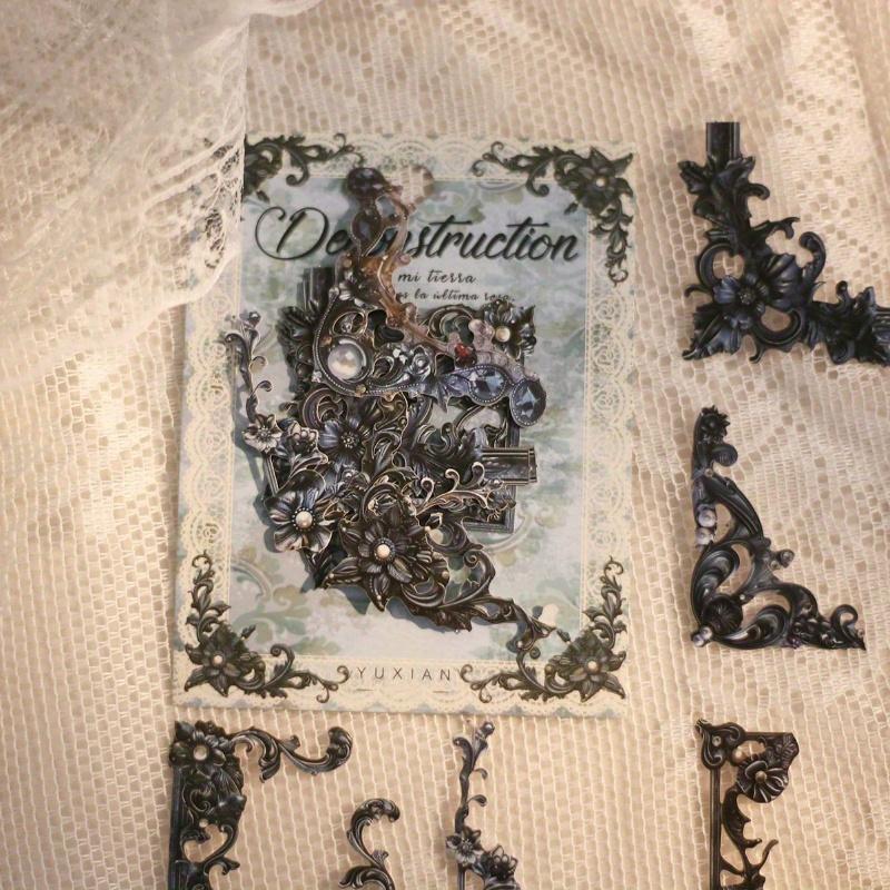 Pack Vintage Corner Stickers French Court Style Self-Adhesive Hollowed Out Photo Frames Stickers Collage Junk Journal Scrapbooking Material Stickers