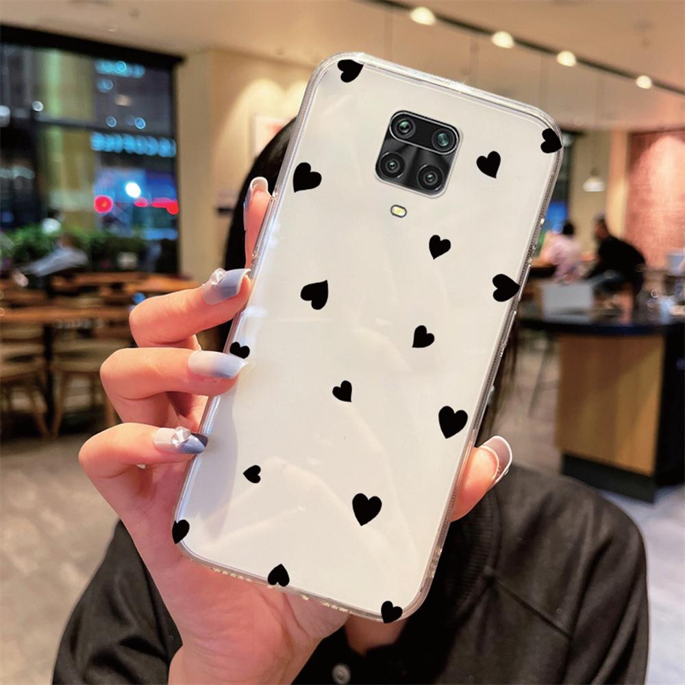 Love Heart Transparent Phone Case For Xiaomi Redmi Note 8 9 9S Pro Max 8T 9A 9C 9T Clear Non-Yellowing Shockproof Women Cover