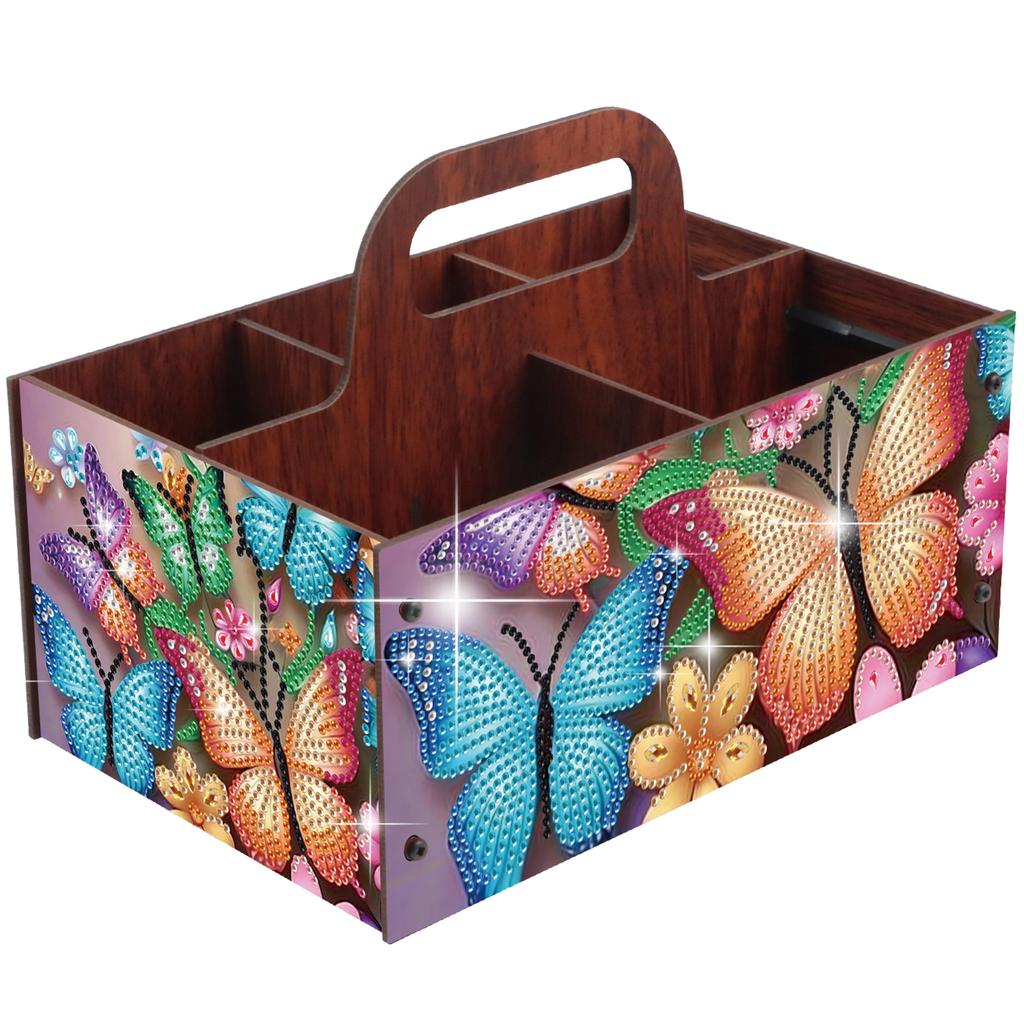 DIY Wooden Diamond Art Painting Storage Box Kit with Handheld Diamond Art Painting Holder Box for Home Office Decor Crafts Gift