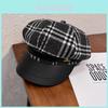 Retro Octagonal Beret Hat For Women With Grid Design For Autumn And Winter