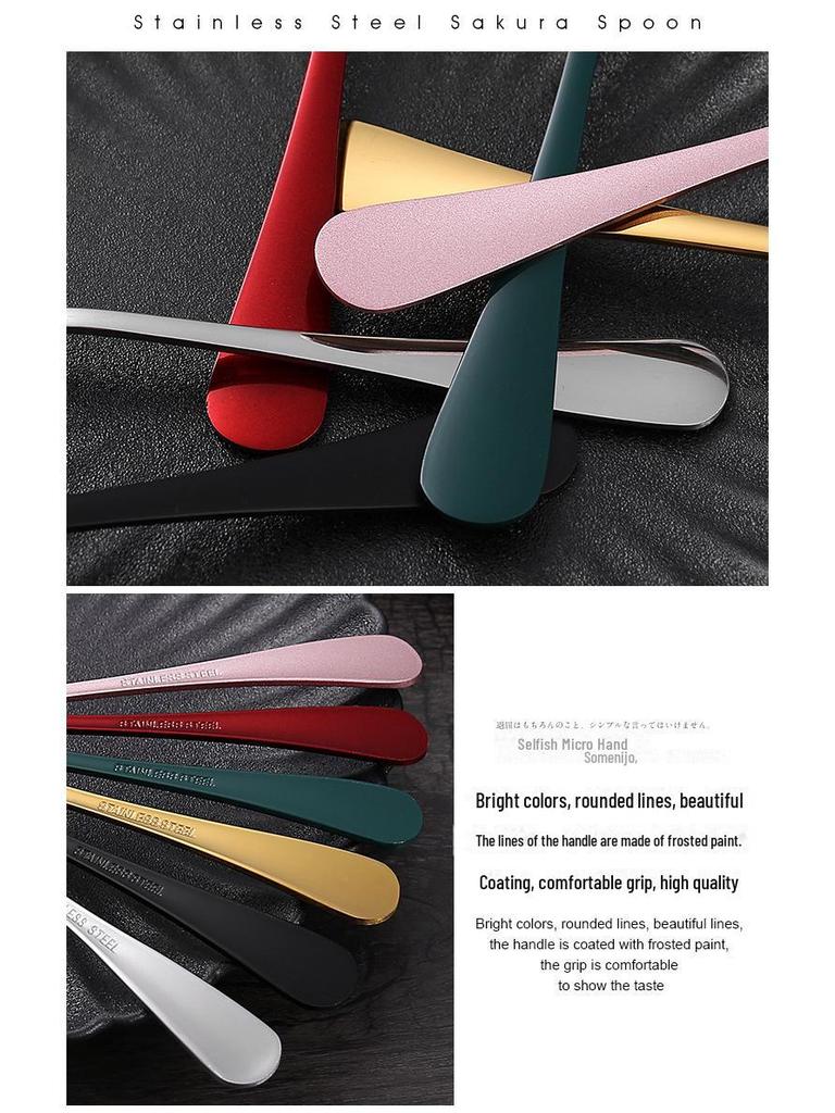 Runder Löffel aus Edelstahl zum Umrühren, Frühstück und Dessert