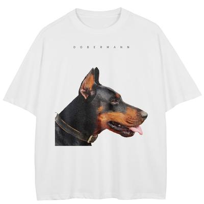 Streetwear Dobermann Grafik T-Shirt Baumwolle Unisex Tops Tees Sommer Kurzarm T-Shirt