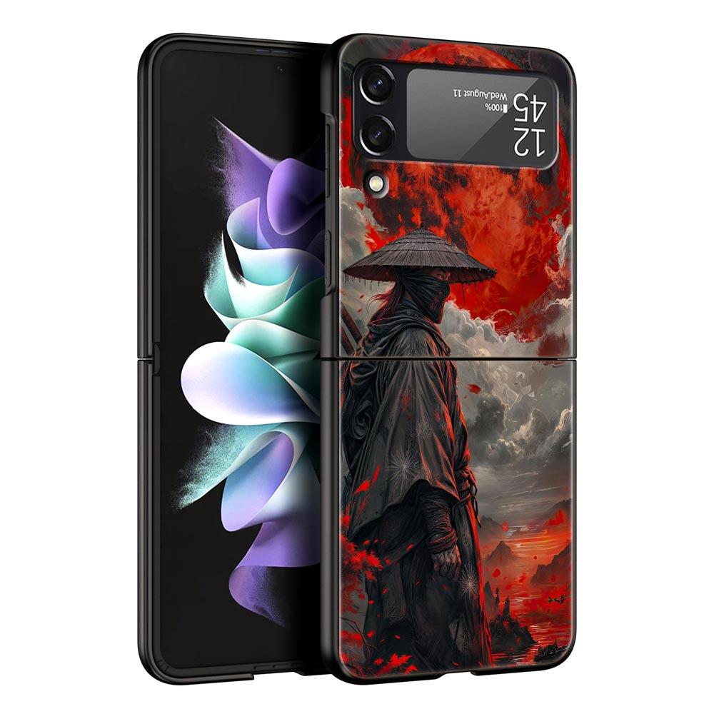 

Phone Case for Samsung Galaxy Z Flip 3 4 5 6 7 Folding Shell For Samsung Z Flip4 Flip5 PC Hard Cover Japanese Bushido Samurai Galaxy Z Flip4