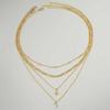 Elegant Cubic Zirconia Star & Moon Pendant Multilayer Necklace, Gold-Tone Chain Suitable For Women's Daily Wear, Party, Festival