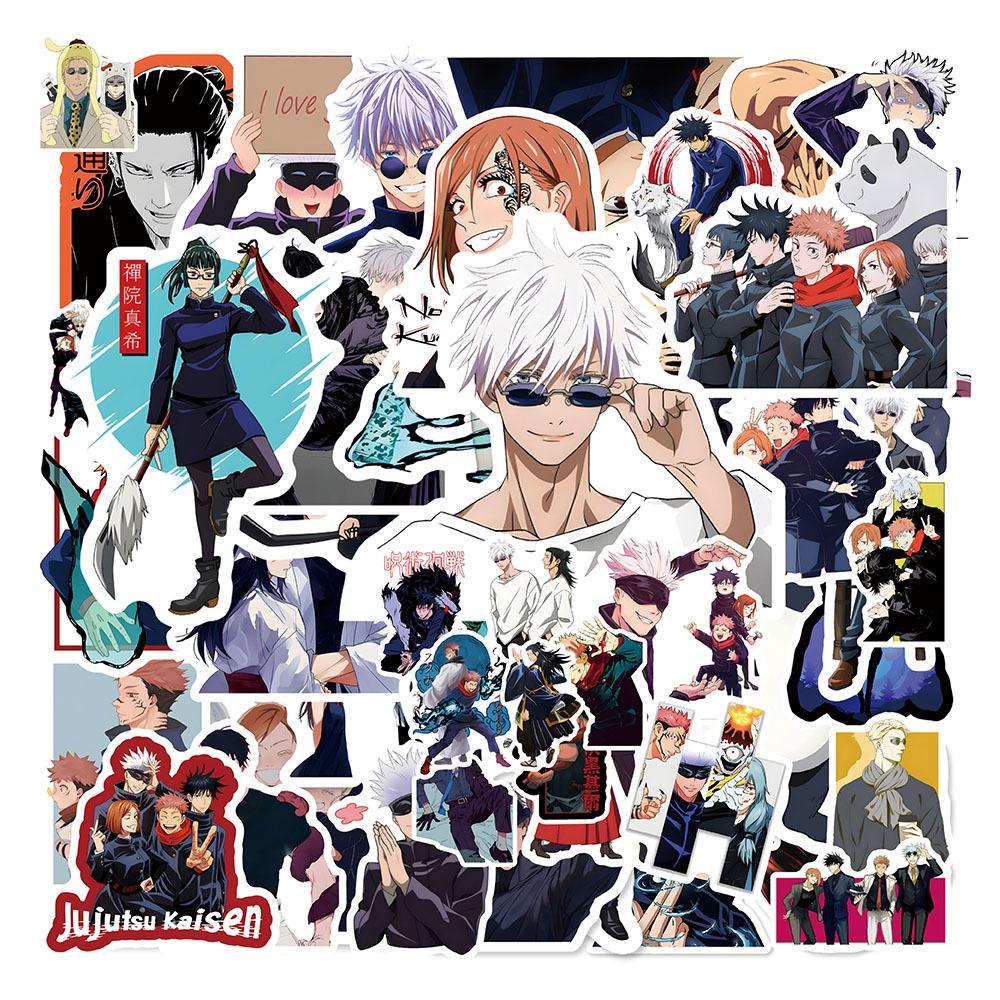 50/80/100pcs Vintage Jujutsu Kaisen Anime Stickers for Kid Toy DIY Laptop Skateboard Car Kawaii Cartoon Decoration Sticker Decal