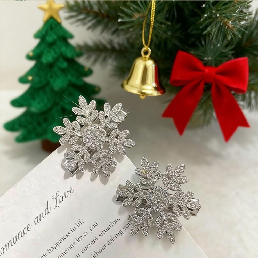 Pearl Snowflake Hair Clip Sparkly Rhinestone Hairpins Fashion BB Clip for Women Girls