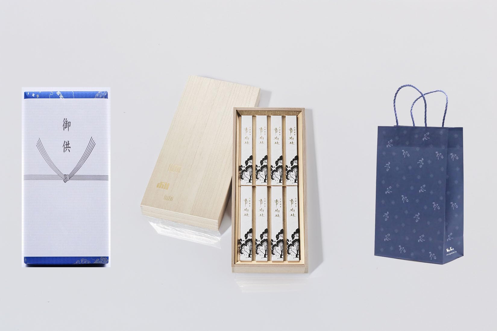 

Koju-rin Incense Sticks with Gift Bag, Sandalwood Scent, Premium Paulownia Box, with Gift Wrapping and Condolence Nōshi, for Obon, Mōchū, Mōchū белый