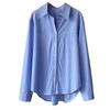 Tachibana Spring New Blue Shirt Stacked Shirt Commuter Temperament Striped Long Sleeve 8111
