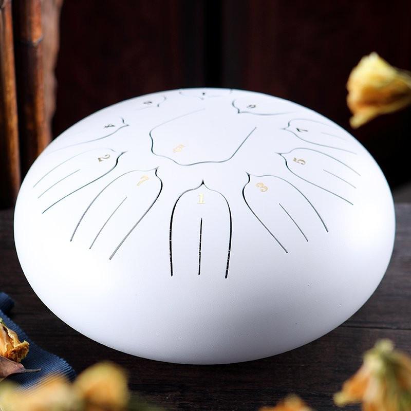 Hluru Glucophone Steel Tongue Drum10 Inch 11 Notes Tank Drum Key Handpan with Carry Bag for Meditation Musical Instrument