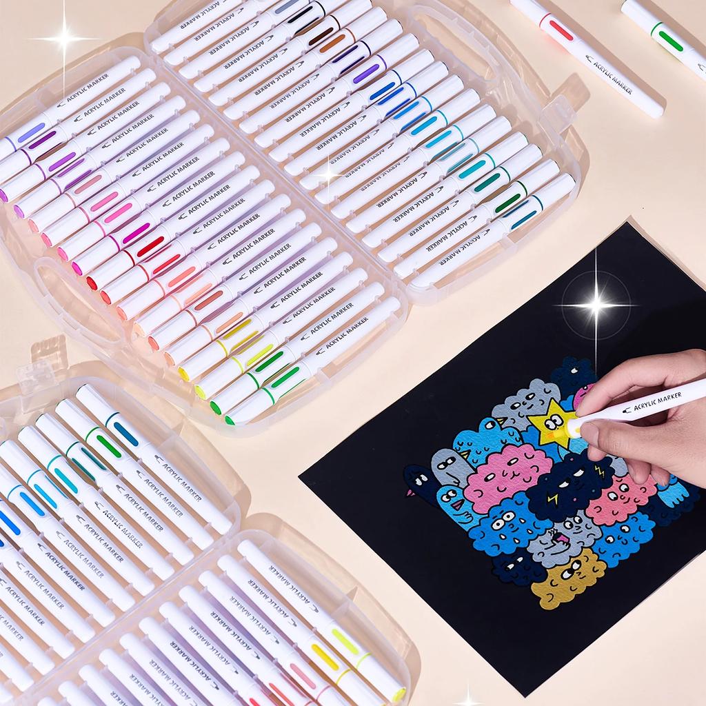 36/12 Colors Washable Acrylic Marker Pens Markers Medium Tip Coloring Markers Set Art Supplies for kids Fabric Rocks,Drawing