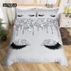 Eyelash Duvet Cover Set Eyes Pattern Design Comforter Cover Microfiber Girly Priness Style Glitter Twin King Queen Bedding Set