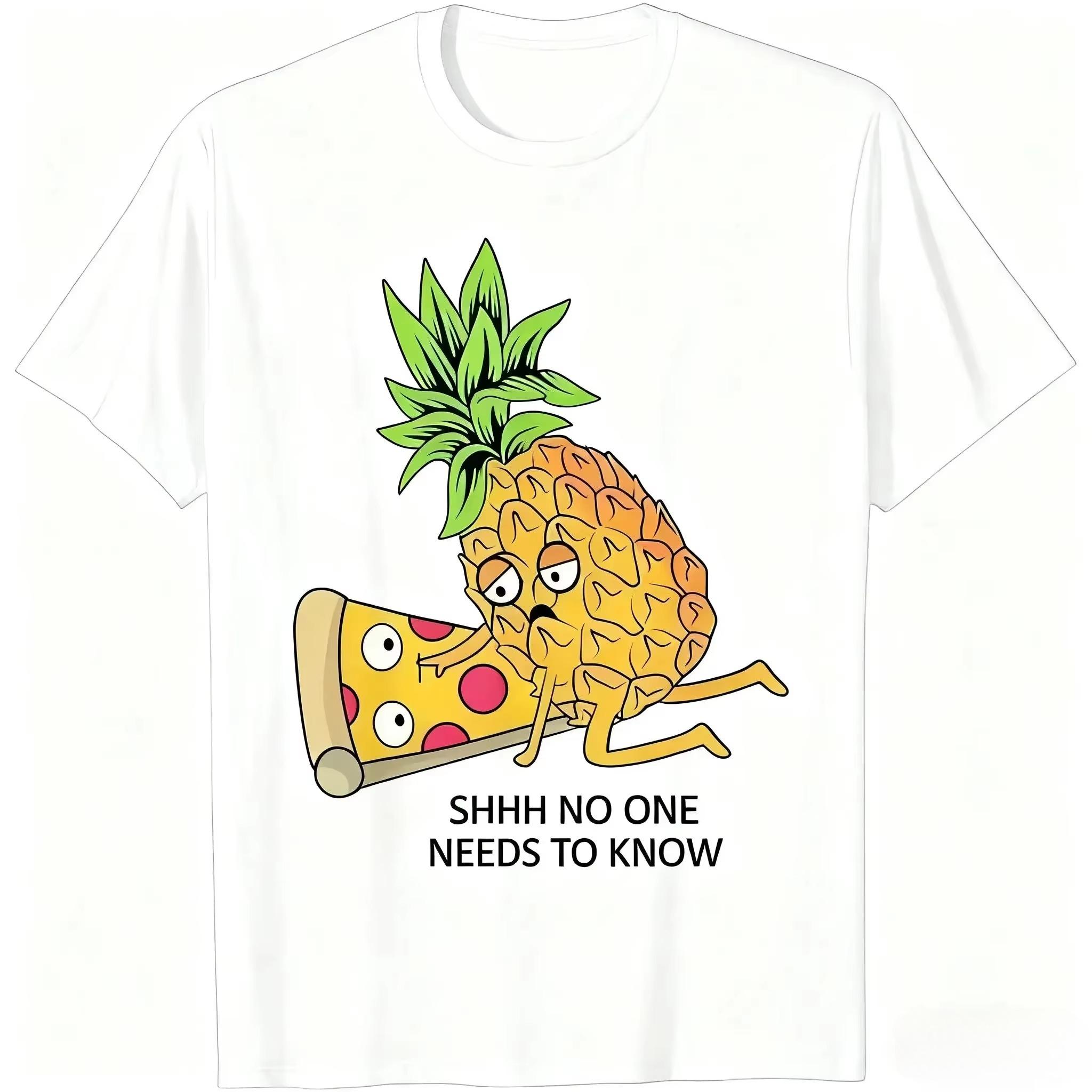 HOT SALE Pineapple Belongs To Pizza Lovers Fun Food Niche Summer Design Sense High Street High Quality Short Sleeve Unisex Tshirt S