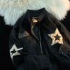 Giacca Sottile con Zip e Ricamo a Stella, Moda Autunnale Casual