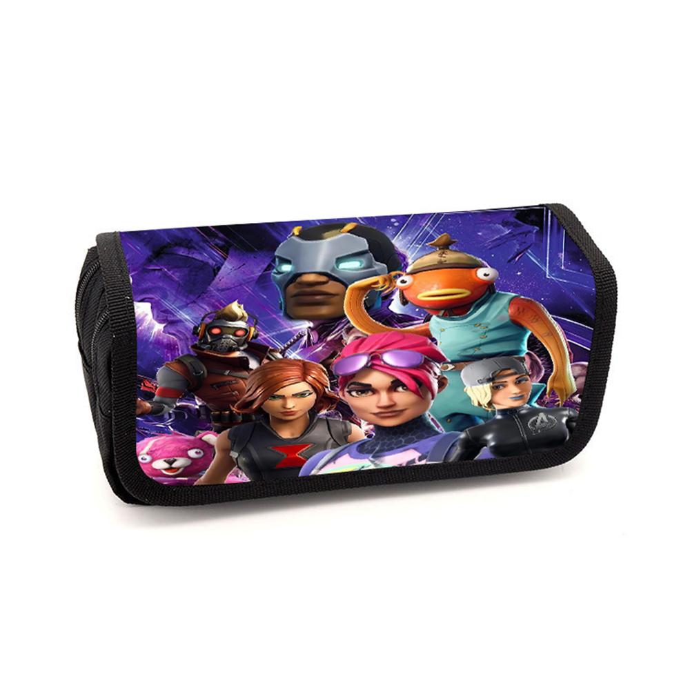 FORTNITE Cartoon Pencil Box Double Layer Flip Pen Case Lightweight Stationery for Kids School Daily Use,Boys&Girls Ages 6-11