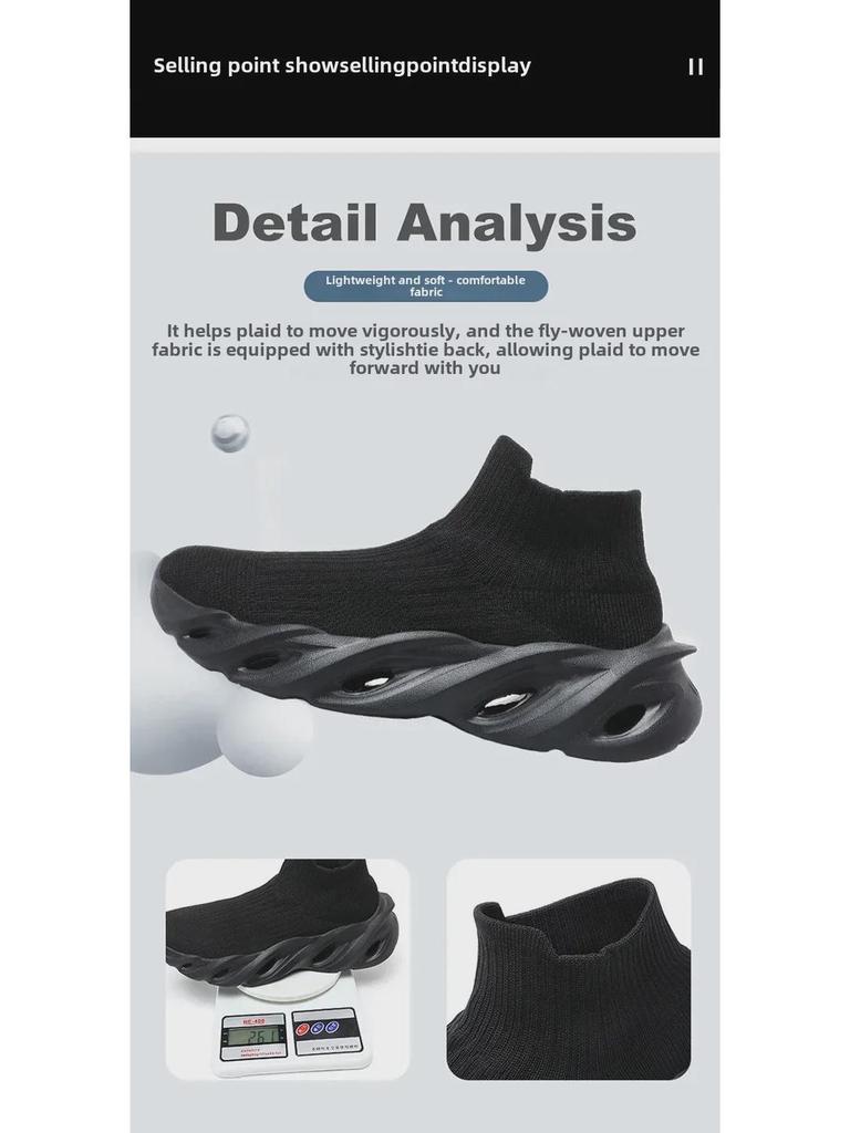 Men's Autumn Lightweight Knit Sneakers - Breathable, Sock-Style, Blade Design for Running and Casual Wear