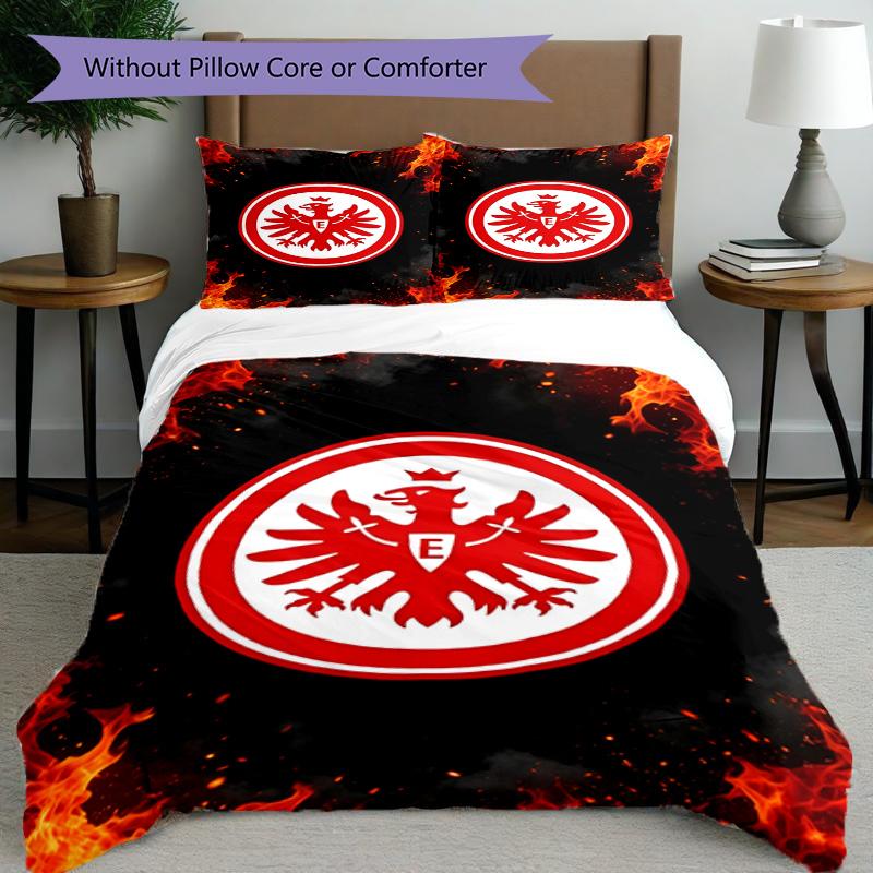 3-teiliges Bettbezug-Set (1 * Bettbezug + 2 * Kissenbezug, ohne Kern), Eintracht Frankfurt Bettwäsche-Set mit Aufdruck, Schlafzimmerdekoration, Ganzjahres, Geburtstagsgeschenk