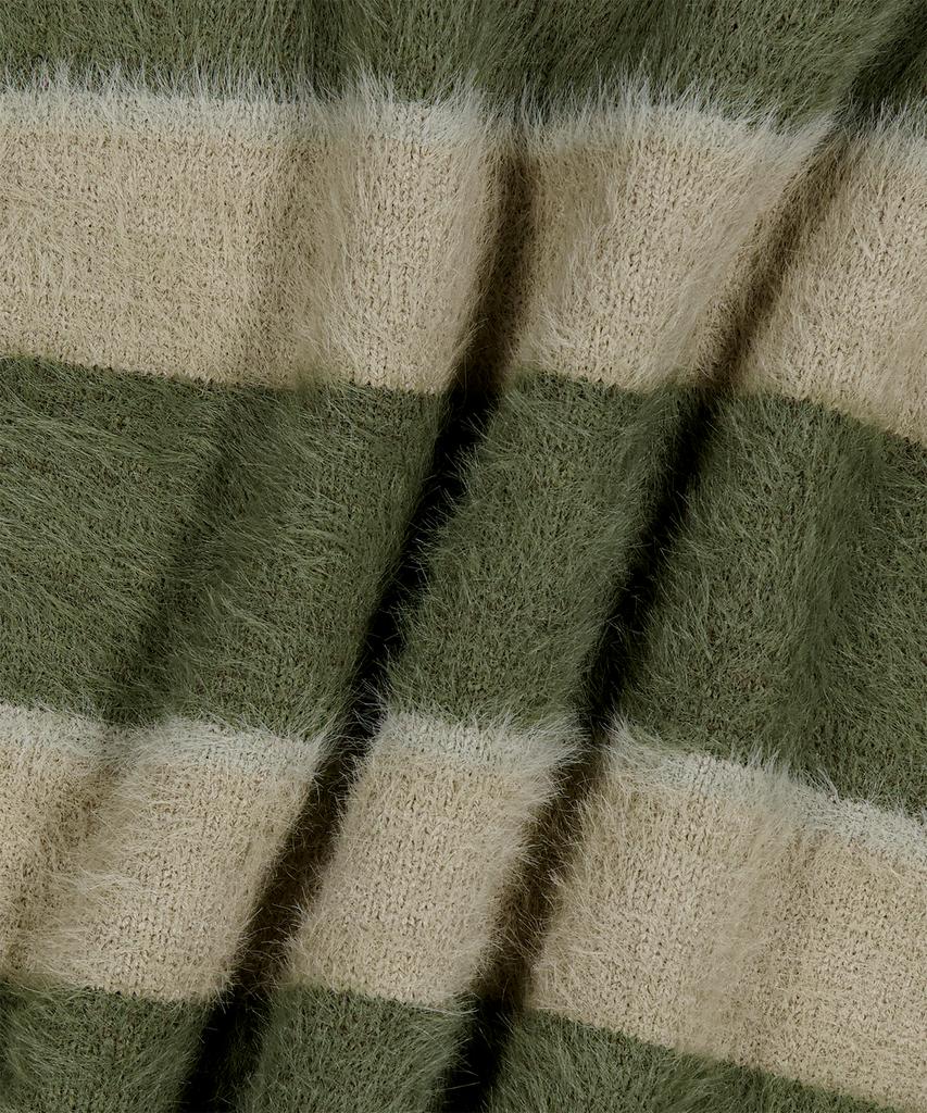 SLOWACID Hairy Stripe Pullover Knit [Khaki]