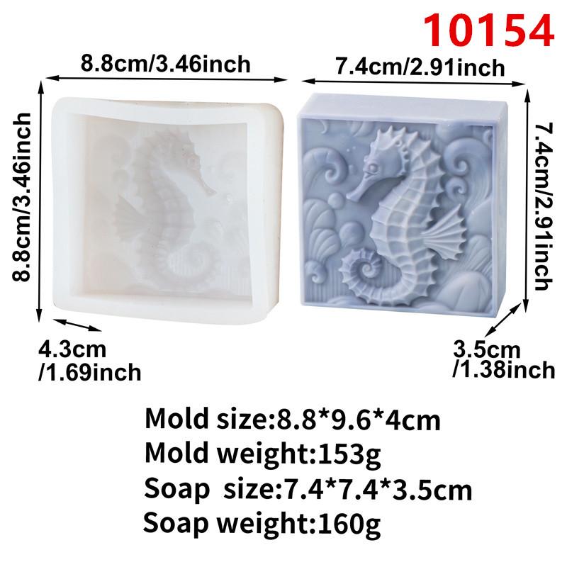 Sea Animal Shark Sea Turtles Seahorse Silicone Mold DIY Marine Round Square Handmade Soap Makes Resin Plaster Mould