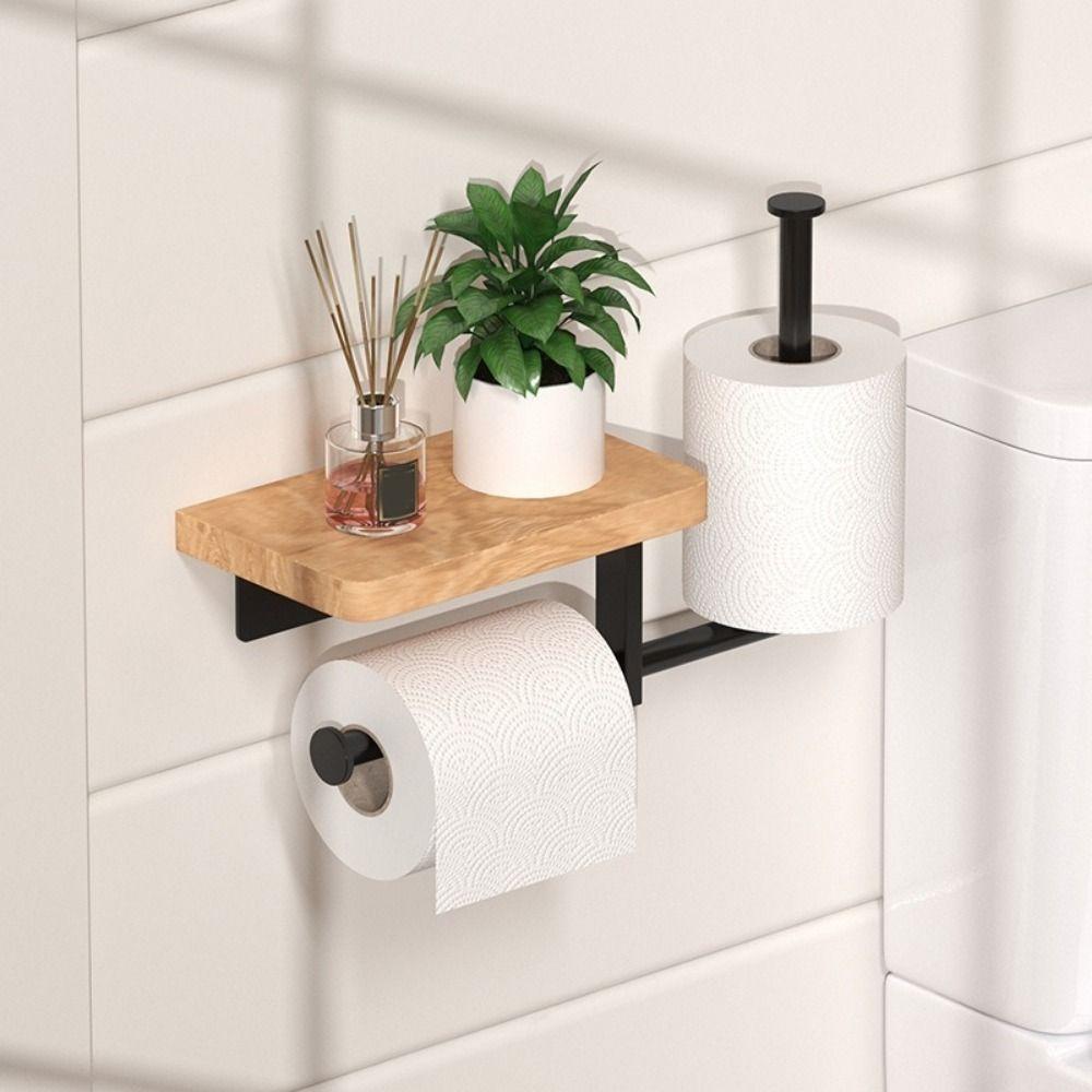Tiered Design Toilet Paper Holder No-drill Tissue Holder Roll Paper Holder Bathroom