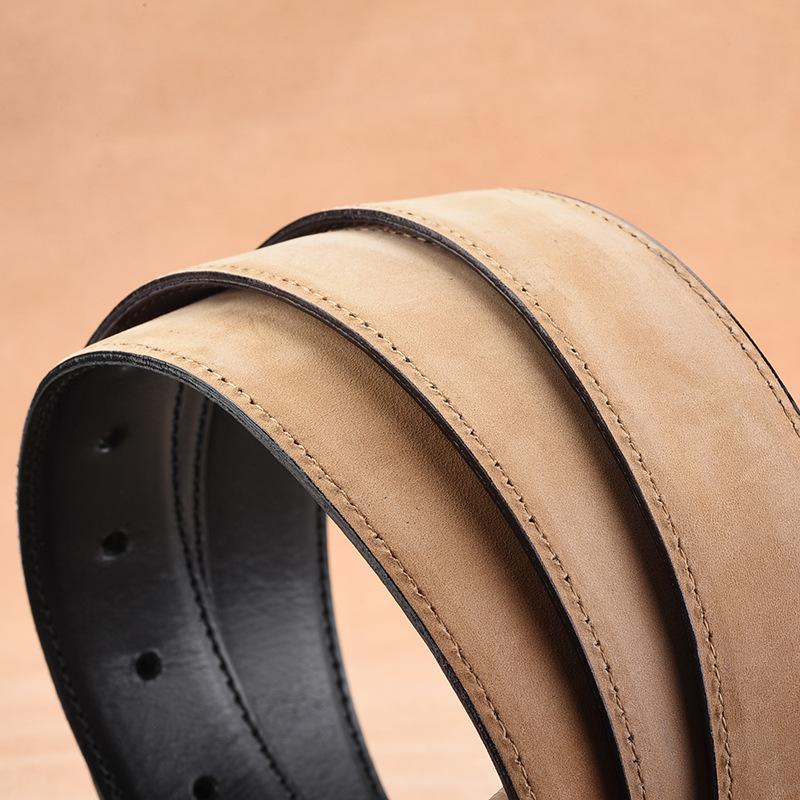 Men's Leather Belt with Leather Top Layer Men's Waistband Genuine Leather Simple Needle Buckle Electroplated Buckle Men's Belt
