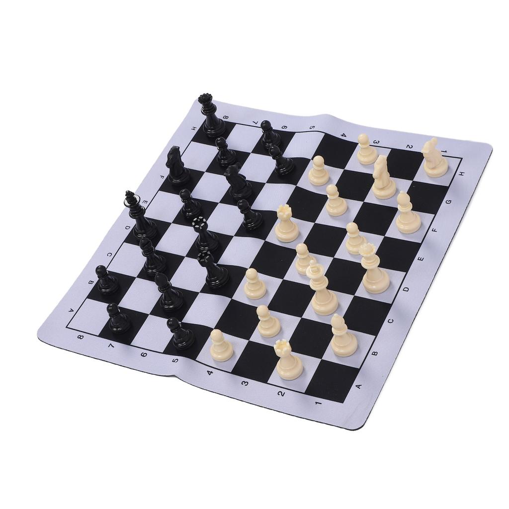 Schachset 35mm Weiches Schachbrett Tragbar Standardgröße Internationales Schachbrettspiel für Zuhause