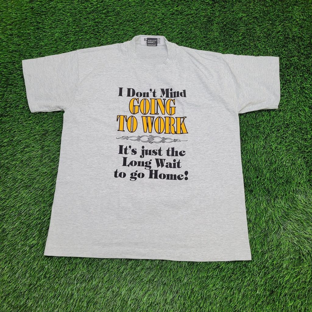 Vintage 80s Funny Work Humor Shirt Large 21x27 Spellout USA