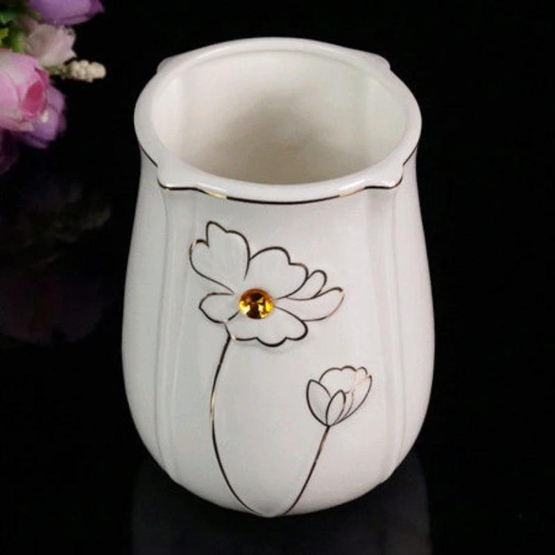 Ceramic Bathroom Five Piece Set Flower Pattern Wash Set Bathroom Accessories Wedding Gift Soap Dish Household Toothbrush Holder