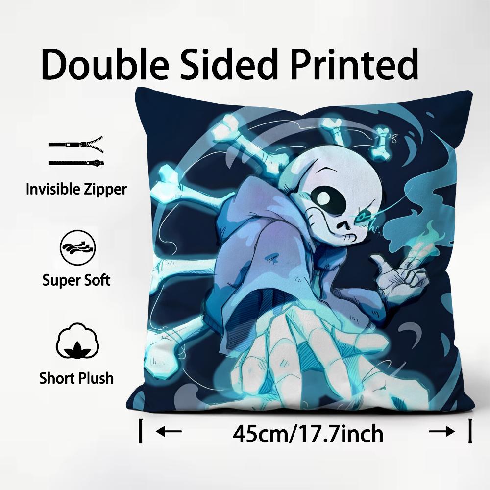 UUndertale Game Cushion Cover Plush Fabric Soft DoubleSided Printed Sofa Warm Winter Home Child Gift Pillow Case