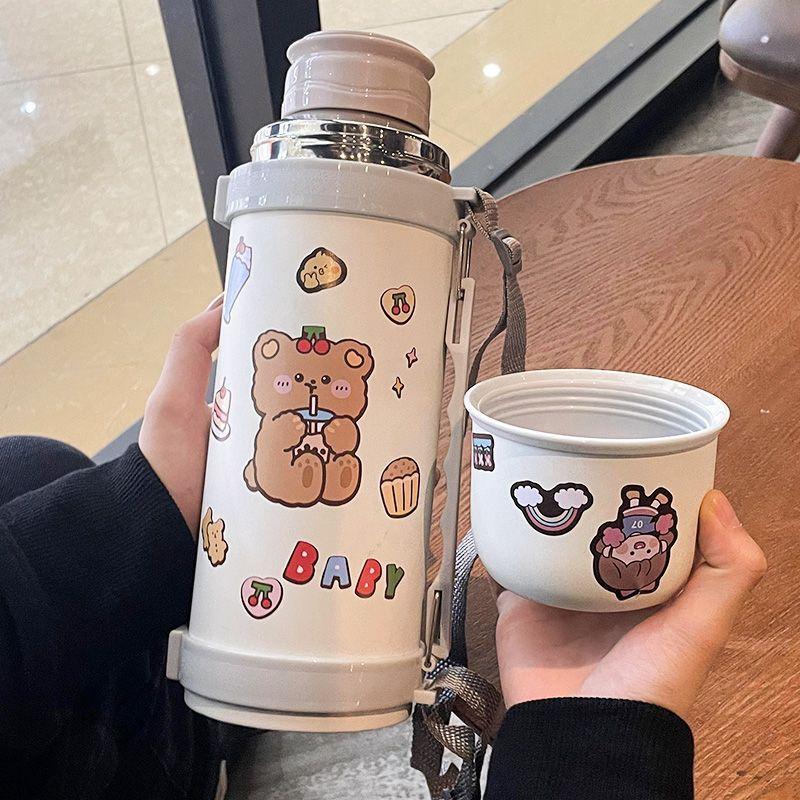 Large Capacity Insulation Cup 1100ml Vacuum Flasks Portable Stainless Steel Thermos Cup Water Bottle Travel Tea Mug Office Thermos Cup