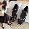 Shallow Single Shoes, Women's Heel Shoes, Leather Shoes, Short Mary Jane Single Shoes, Women's New Pearl Spring and Autumn Temperament