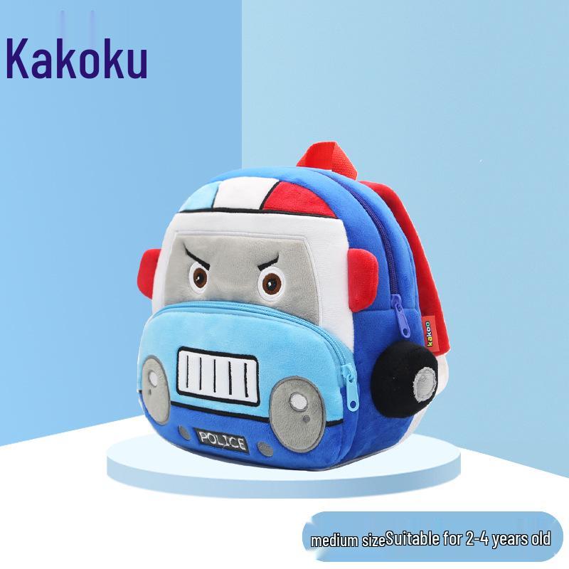 Customizable Plush Cartoon Car Backpack for Kids 2-4, Printed with Logo - Perfect for Kindergarten.